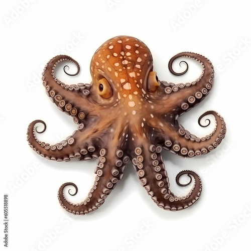 Realistic Illustration Of Octopus From Top View