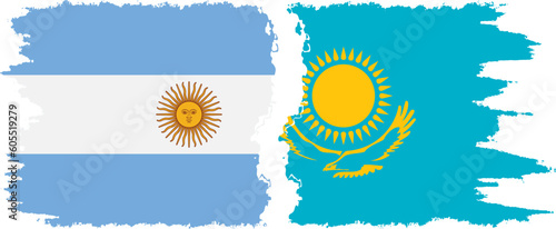 Kazakhstan and Argentina grunge flags connection vector
