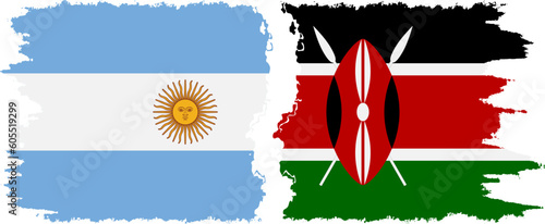 Kenya and Argentina grunge flags connection vector