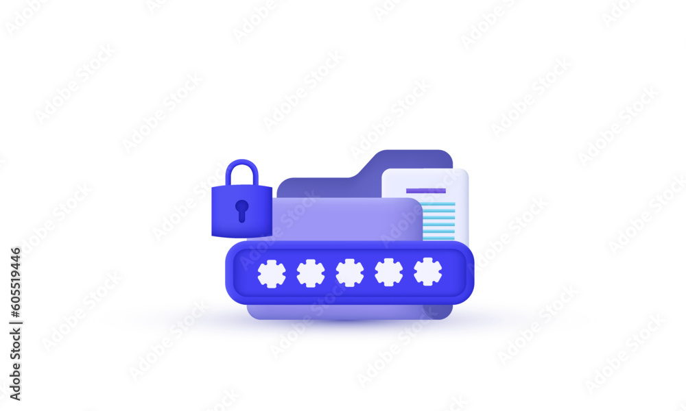 illustration creative 3d vector icon secure confidential files folder paper symbols isolated on background