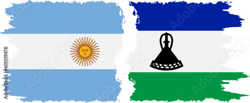 Lesotho and Argentina grunge flags connection vector