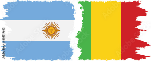Mali and Argentina grunge flags connection vector