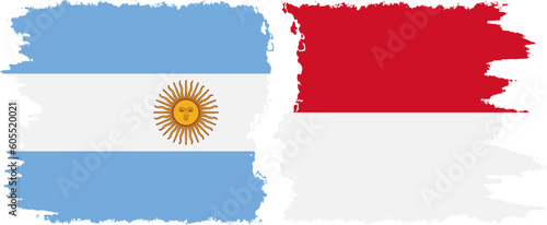 Monaco and Argentina grunge flags connection vector
