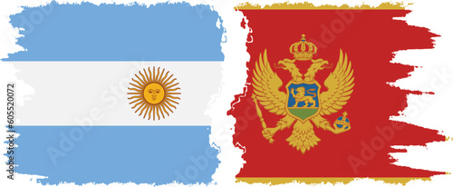 Montenegro and Argentina grunge flags connection vector