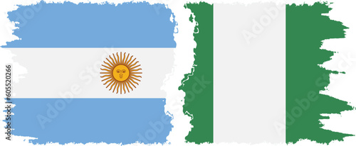 Nigeria and Argentina grunge flags connection vector