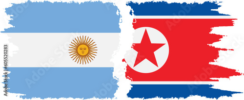 North Korea and Argentina grunge flags connection vector