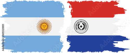 Paraguay and Argentina grunge flags connection vector