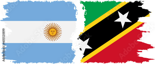 Saint Kitts and Nevis and Argentina grunge flags connection vector