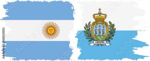 San Marino and Argentina grunge flags connection vector