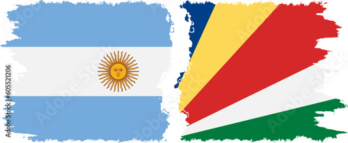 Seychelles and Argentina grunge flags connection vector