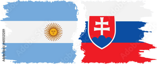 Slovakia and Argentina grunge flags connection vector