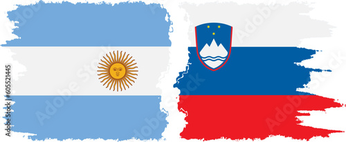Slovenia and Argentina grunge flags connection vector