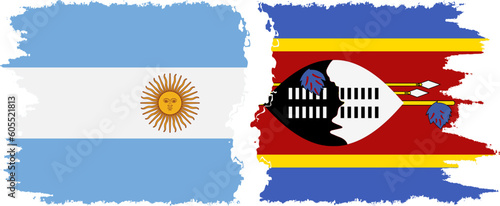 eSwatini and Argentina grunge flags connection vector