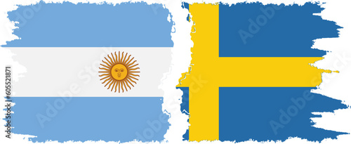 Sweden and Argentina grunge flags connection vector