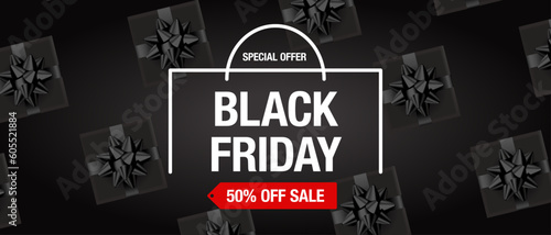 Black friday sale promotion banner. Vector background.