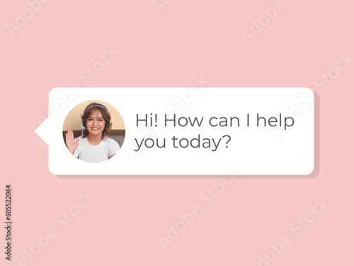 Example of a human like AI chatbot on a messaging platform or website to assist customers realtime. CPaaS or Communications Platforms as a Service concept.