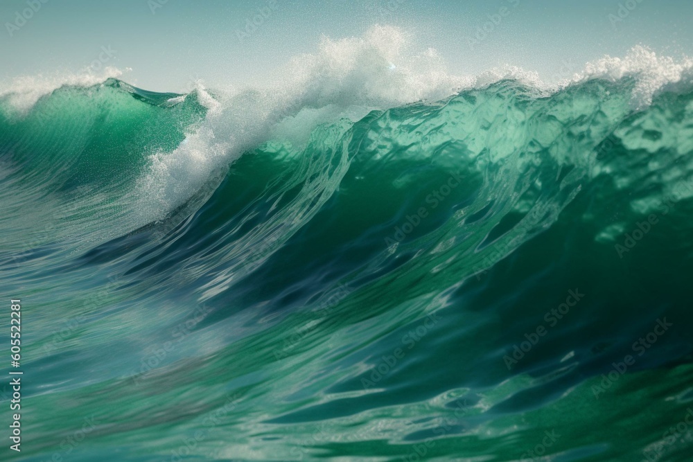 An artwork capturing green sea waves. Generative AI