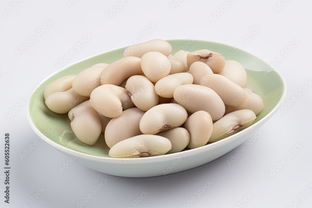 healthy meal with white beans in a green bowl on a wooden table Generative AI healthy meal with white beans in a green bowl on a wooden table Generative AI