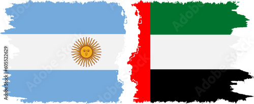 United Arab Emirates and Argentina grunge flags connection vector