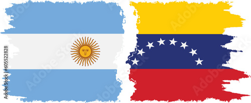 Venezuela and Argentina grunge flags connection vector