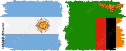 Zambia and Argentina grunge flags connection vector