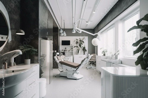 Stylish dental clinic with professional and attractive care. Generative AI