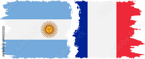 France and Argentina grunge flags connection vector
