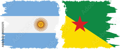 French Guiana and Argentina grunge flags connection vector