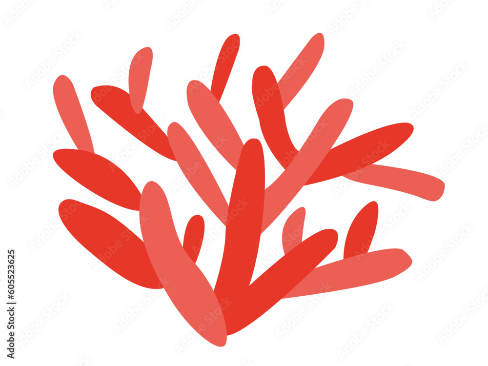 Vector sea coral flat illustration. Flat style red coral Vector sea coral flat illustration. Flat style red coral