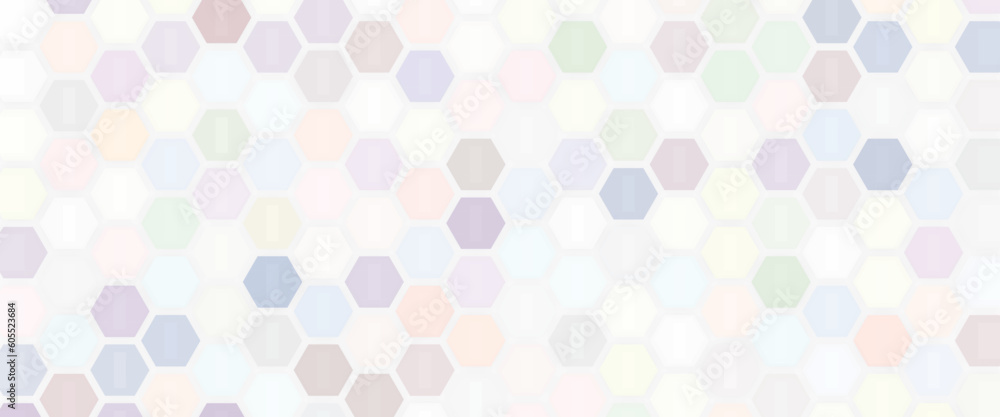Hexagon abstract geometric shape background. Futuristic honeycomb mosaic pattern. Use for cover template, poster, banner web, flyer, print ad. Vector illustration