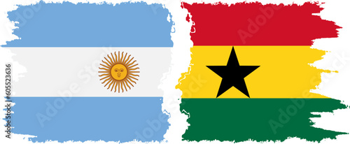 Ghana and Argentina grunge flags connection vector