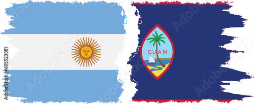 Guam and Argentina grunge flags connection vector