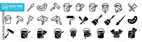 Collection of painting related icons, various painting tools, paint icons icon template editable resizable EPS 10