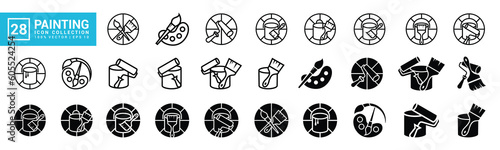 Collection of painting related icons, various painting tools, paint icons icon template editable resizable EPS 10