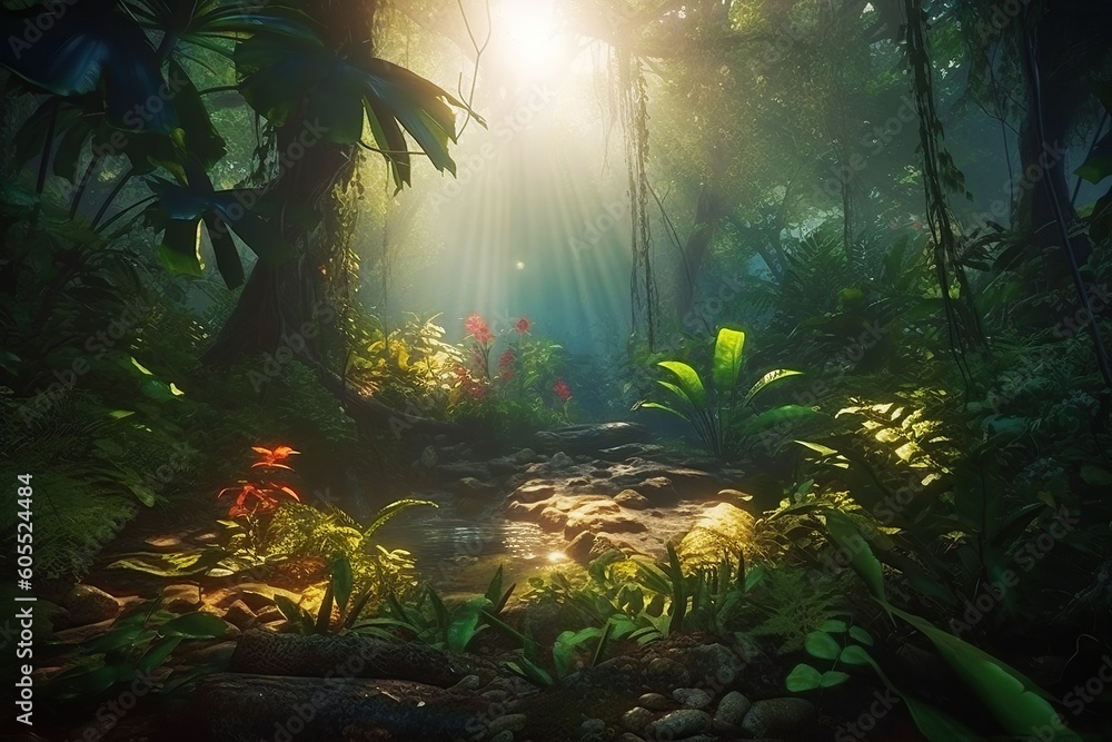 Summer forest Ai. Scene of jungle. Summer forest Ai. Scene of jungle.