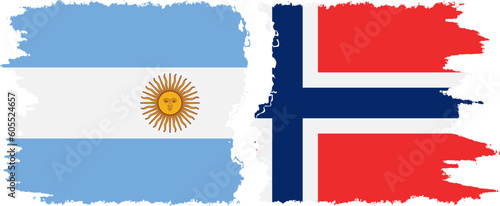 Norway and Argentina grunge flags connection vector