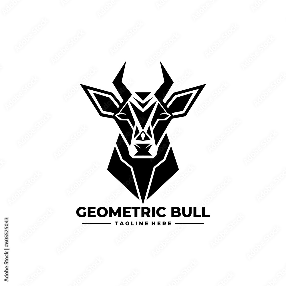 Polygonal animal emblem, geometric bull or cow, logo design. Vector linear illustration. geometric polygon bull logo Polygonal animal emblem, geometric bull or cow, logo design. Vector linear illustration. geometric polygon bull logo