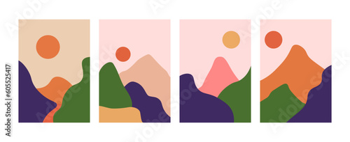 Collection of rectangular abstract landscapes.