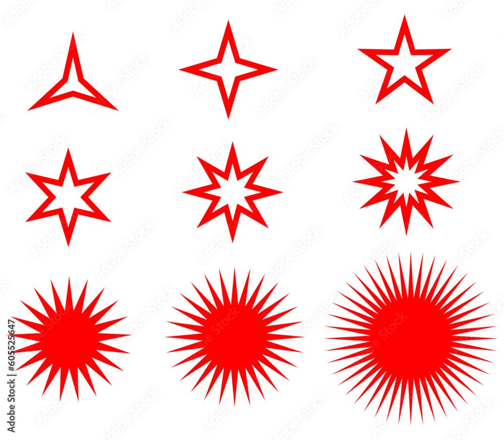 Obraz premium Set vector red star icon elements design template illustration