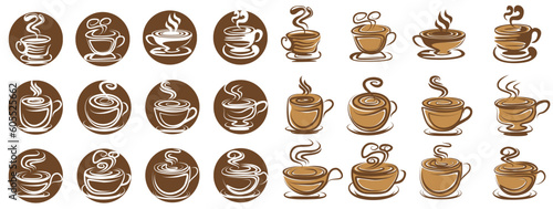 Set collections trendy coffee cup icon. Coffee logo symbol design vector illustration 