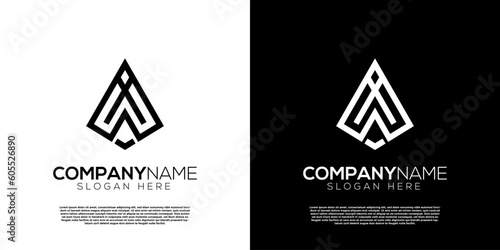 Vector silhouette pointed spear w letter logo. Creative logo inspiration