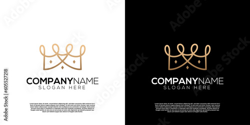 Vector golden crown m letter logo. Creative logo inspiration