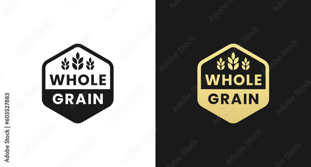 Whole grain label or Whole grains symbol vector isolated in flat style
