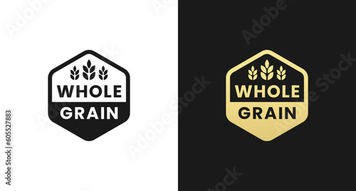 Whole grain label or Whole grains symbol vector isolated in flat style. Best Whole grain label vector for product packaging design element. Whole grains symbol for packaging design element.