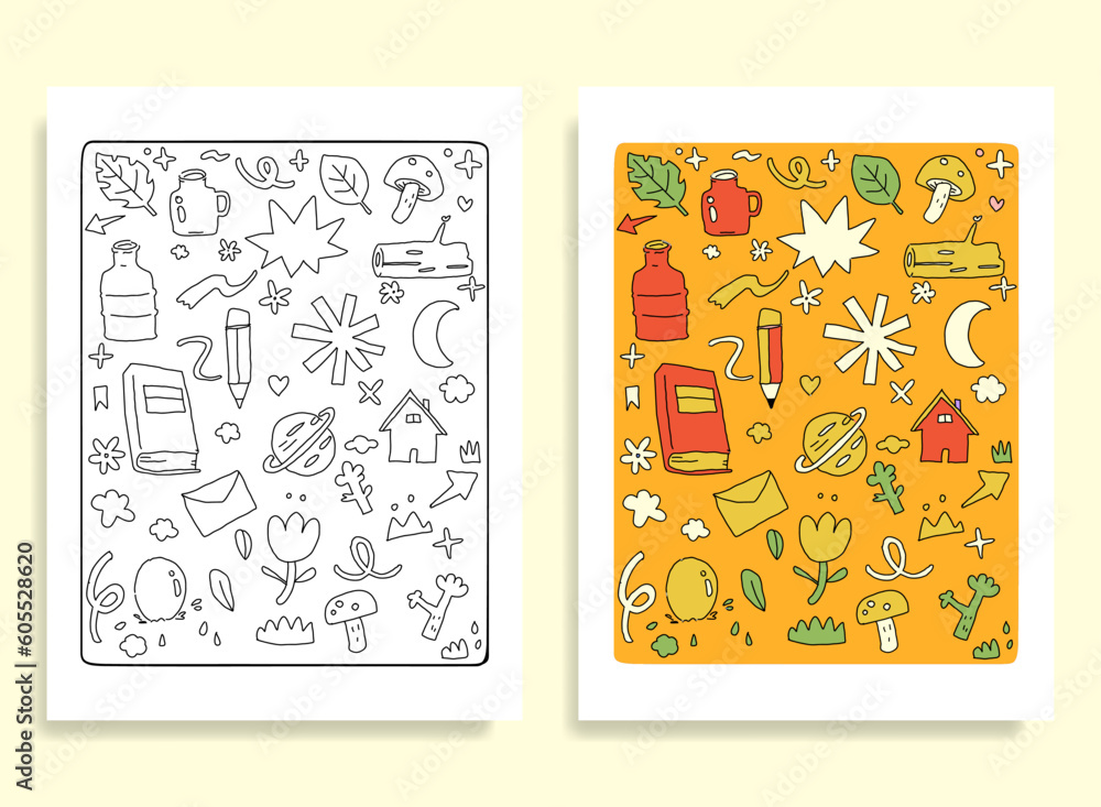 Vector illustration of doodle nature and play elements for backgrounds, textile prints or covers Vector illustration of doodle nature and play elements for backgrounds, textile prints or covers