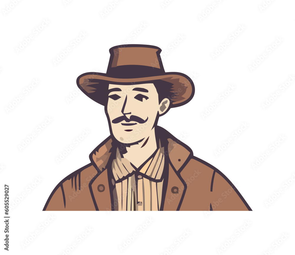 Cowboy portrait sketching design
