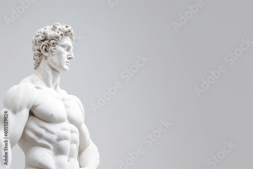 Marble masterpiece of a Greek god statue on a white background for copy space, generative AI