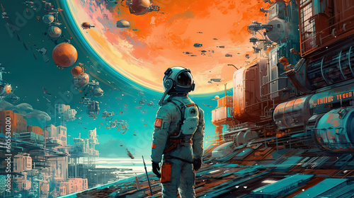 Astronaut in Uncharted Territory: High-Tech Space Explorer on an Alien Planet - Future Space Travel Concept