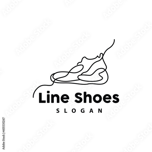 Shoes Logo, Shoes Design Simple Minimalist Line Style, Fashion Brand Vector, Icon Illustration