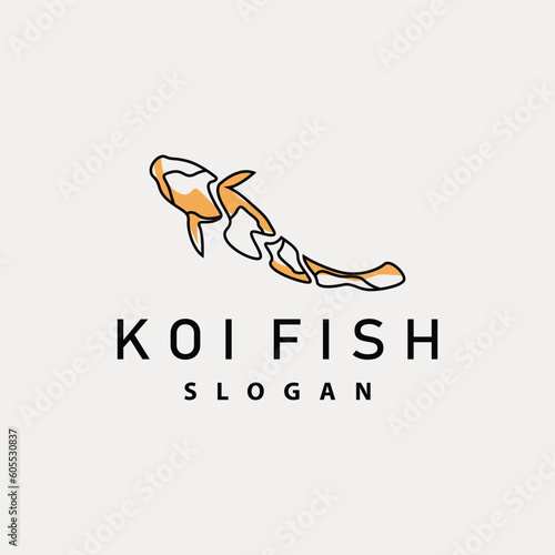 Koi Fish Logo Design, Ornamental Fish Vector, Aquarium Ornament Illustration Brand product